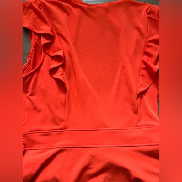 Banana Republic faux wrap top, xSmall, deep orange / red.Flutter sleeve stretch - Picture 6 of 6